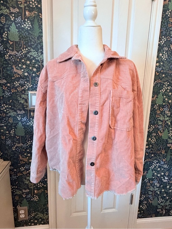 Zara Jackets & Blazers - Zara Blush Pink Ribbed Button-Up Top